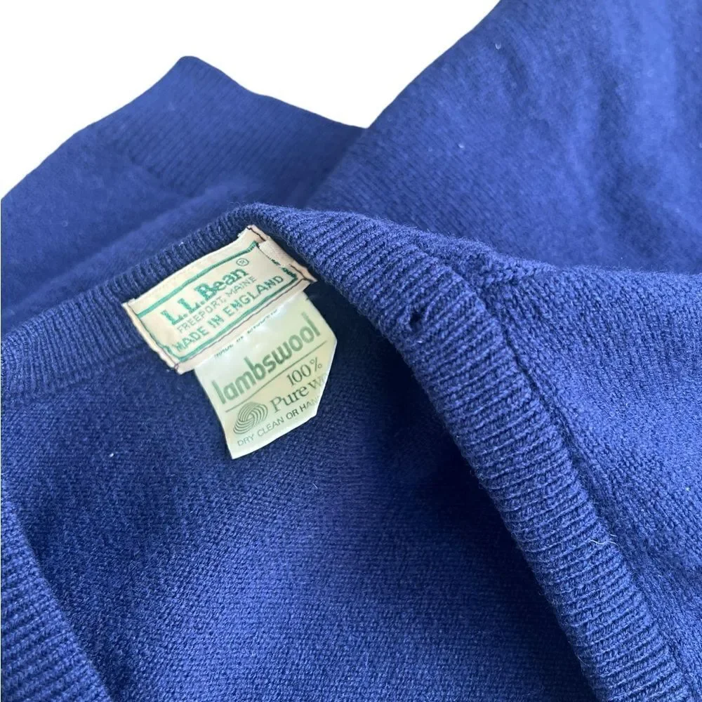 L.L. Bean Vintage England Lambswool Sweater Vest Navy XL